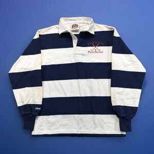 Barbarian Rugby Shirt Mens S Navy White Striped Heavy Cotton Made In Canada